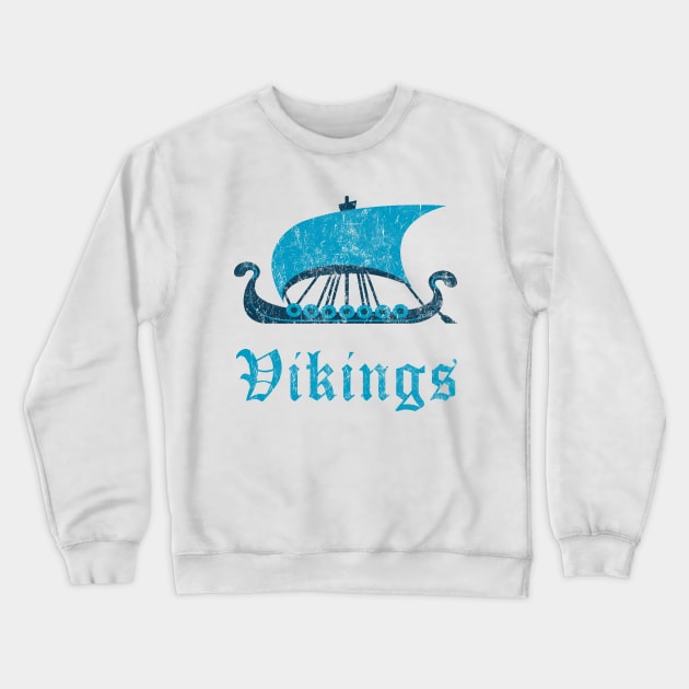 Vintage Vikings Boat Crewneck Sweatshirt by vladocar